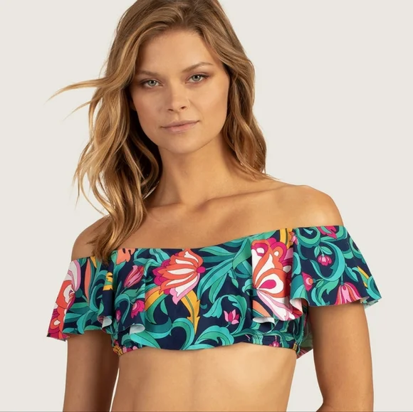 NWT 2 PCS TRINA TURK HI WAIST REVERSIBLE INDIA GARDEN BIKINI SIZE 6 - Picture 2 of 11